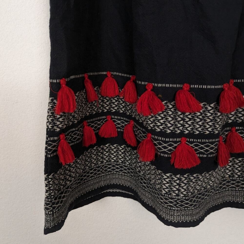 Piper Perth Dress M Black Red Tassel Off Shoulder Boho Mini Cocktail Party - Picture 5 of 7